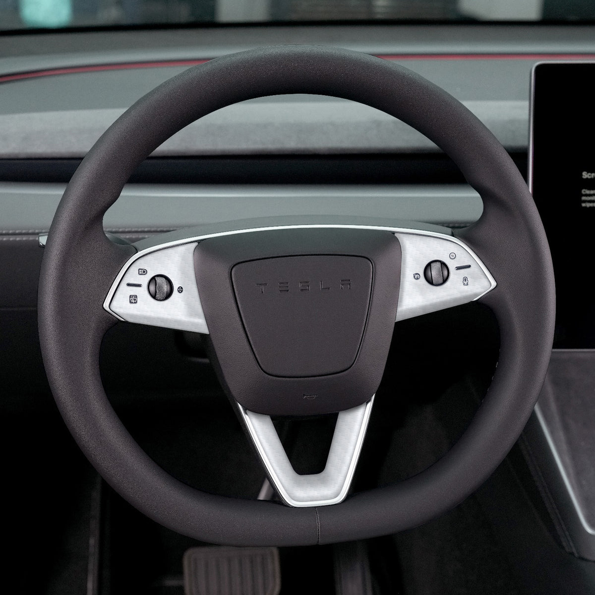 Steering Wheel Wrap for Model Y Juniper Refresh | White Carbon Fiber