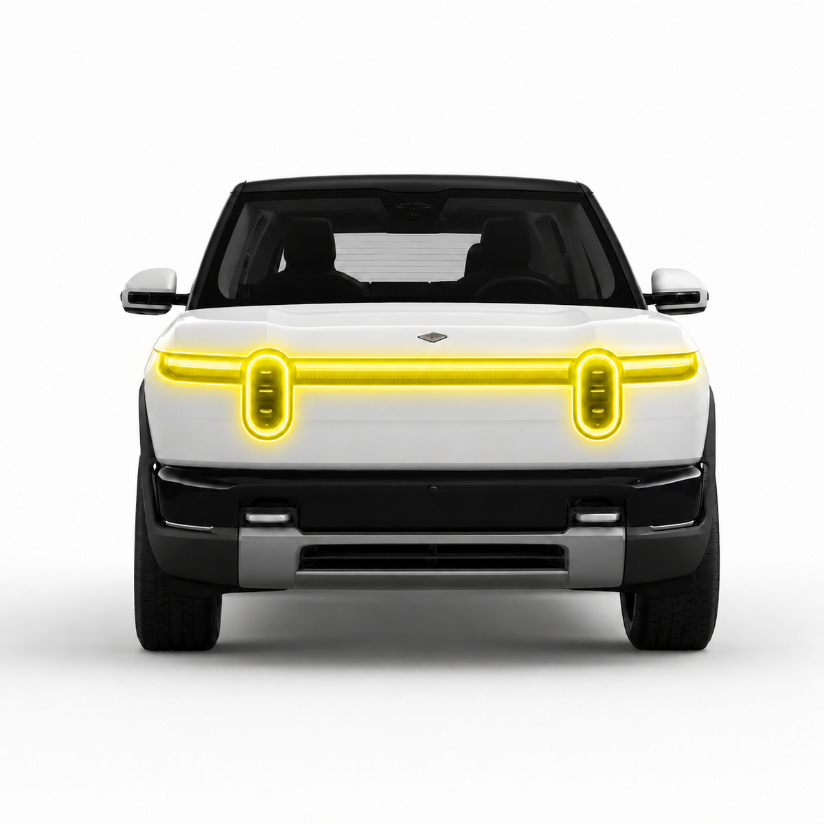 Headlight Protection – PPF for Rivian R2 | Coverage highlighted in yellow