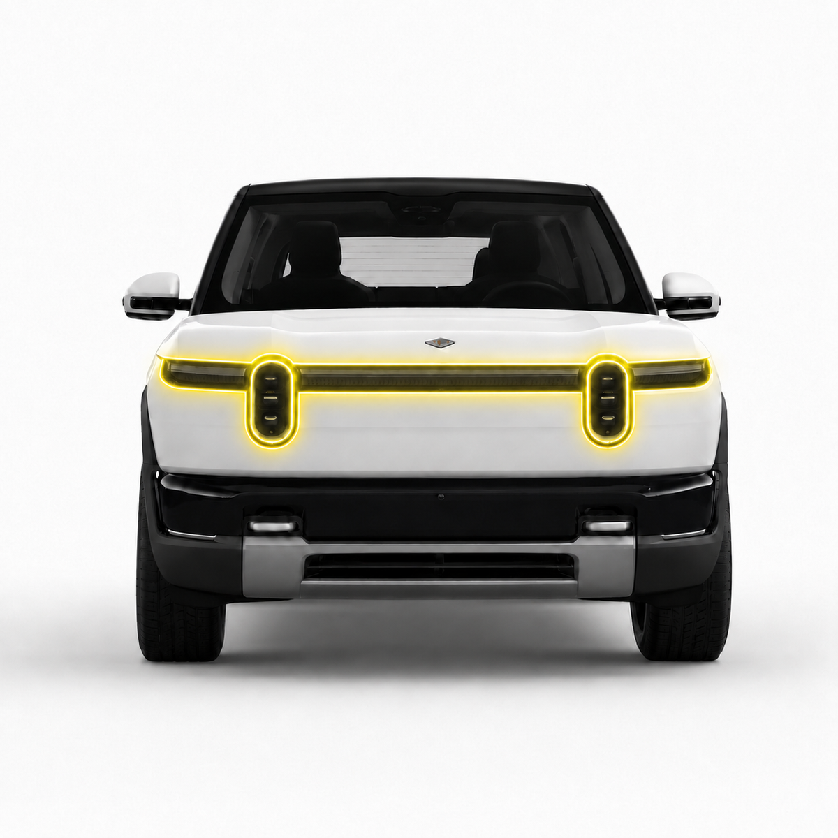 Tinted Headlight Protection – PPF for Rivian R2 | Coverage area highlighted in yellow