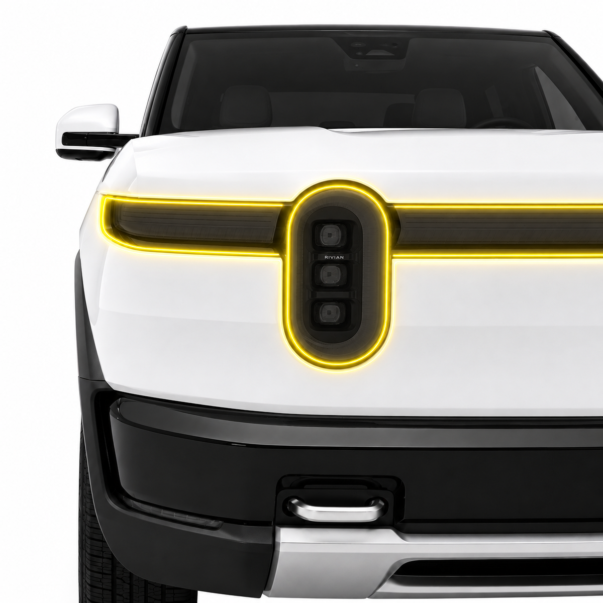 Tinted Headlight Protection – PPF for Rivian R2 | Coverage highlighted in yellow 
