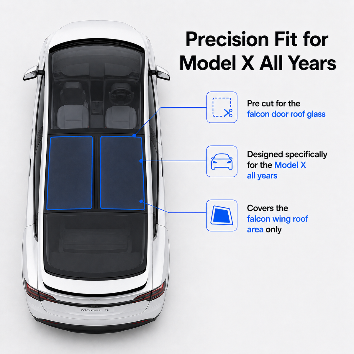 Model X Tinted Roof Protection - PPF Kit
