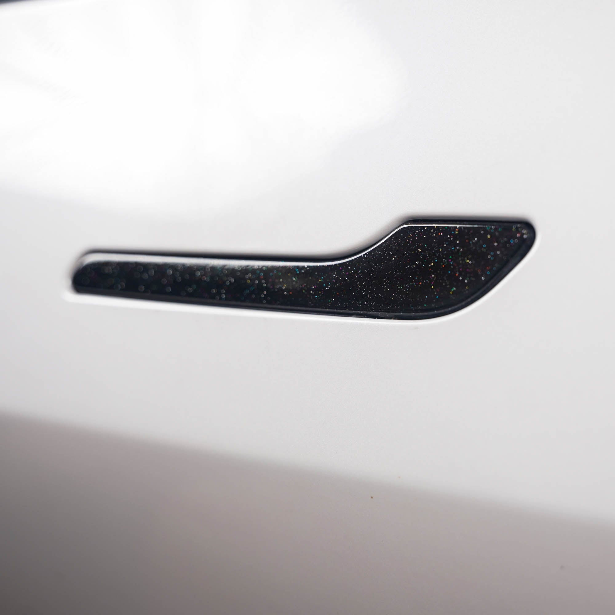 Carbon Fiber Look Door Handle Cover Trims – For Tesla Model Y & Model 3, 4 Piece Set, Self-Adhesive, Black