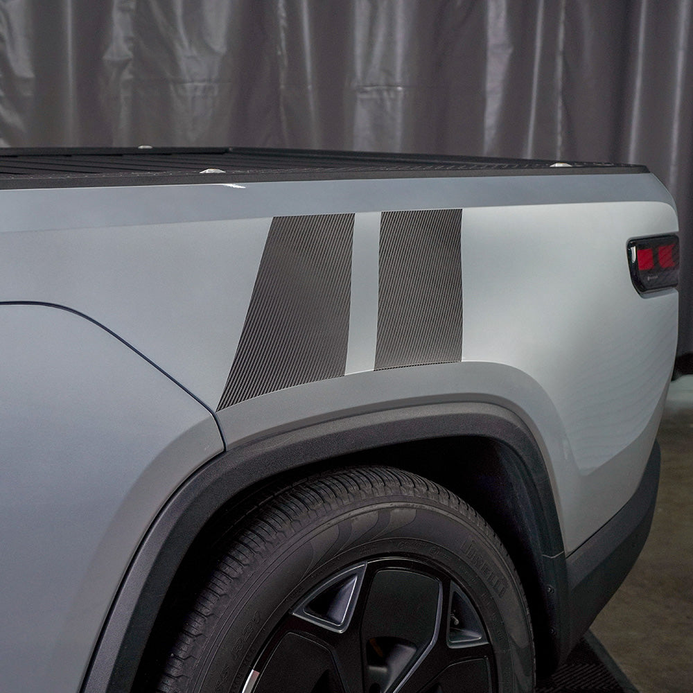 Rear Double Side Stripes for R1T - Black Carbon Fiber