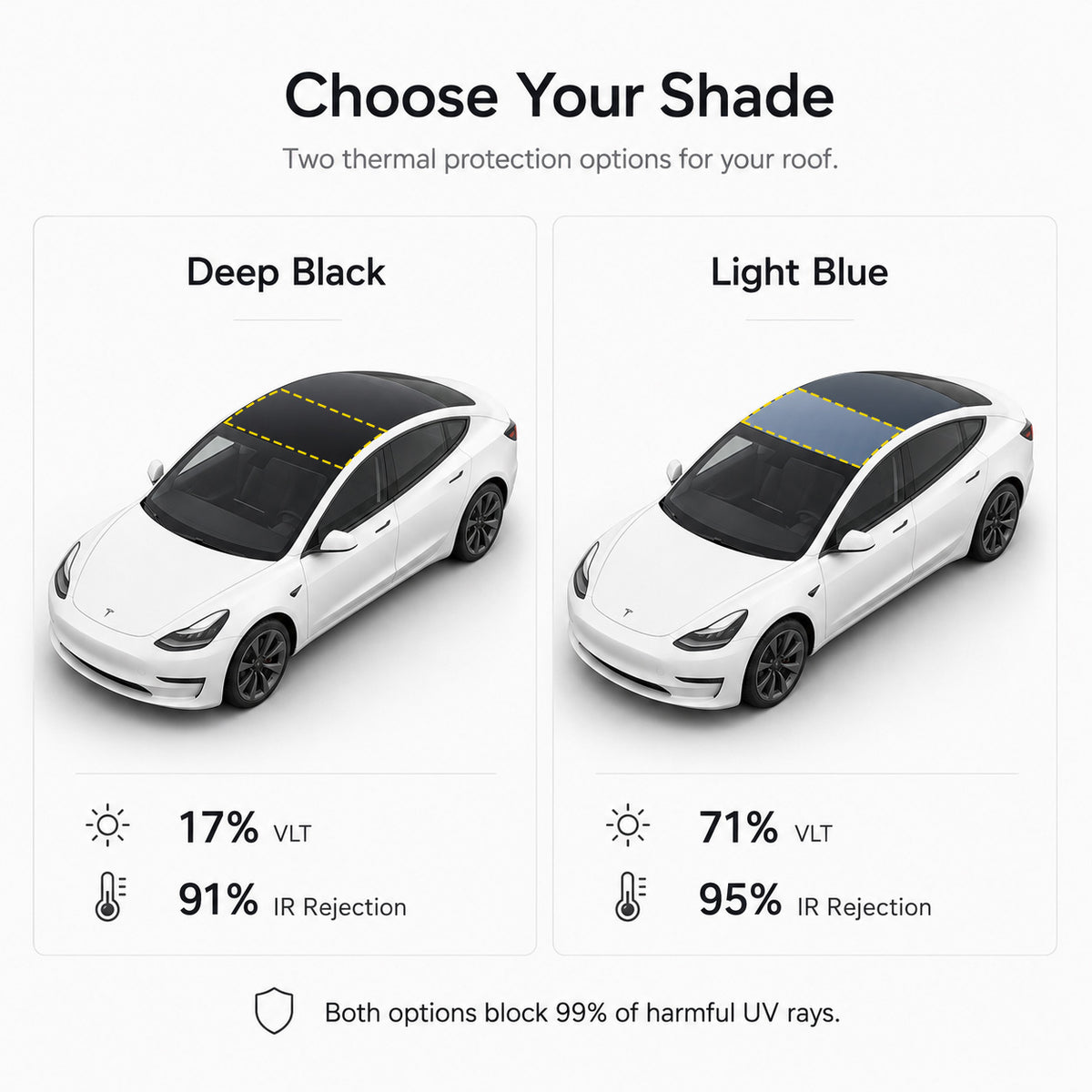 Model 3 (2017-2023) Tinted Roof Protection - PPF Kit