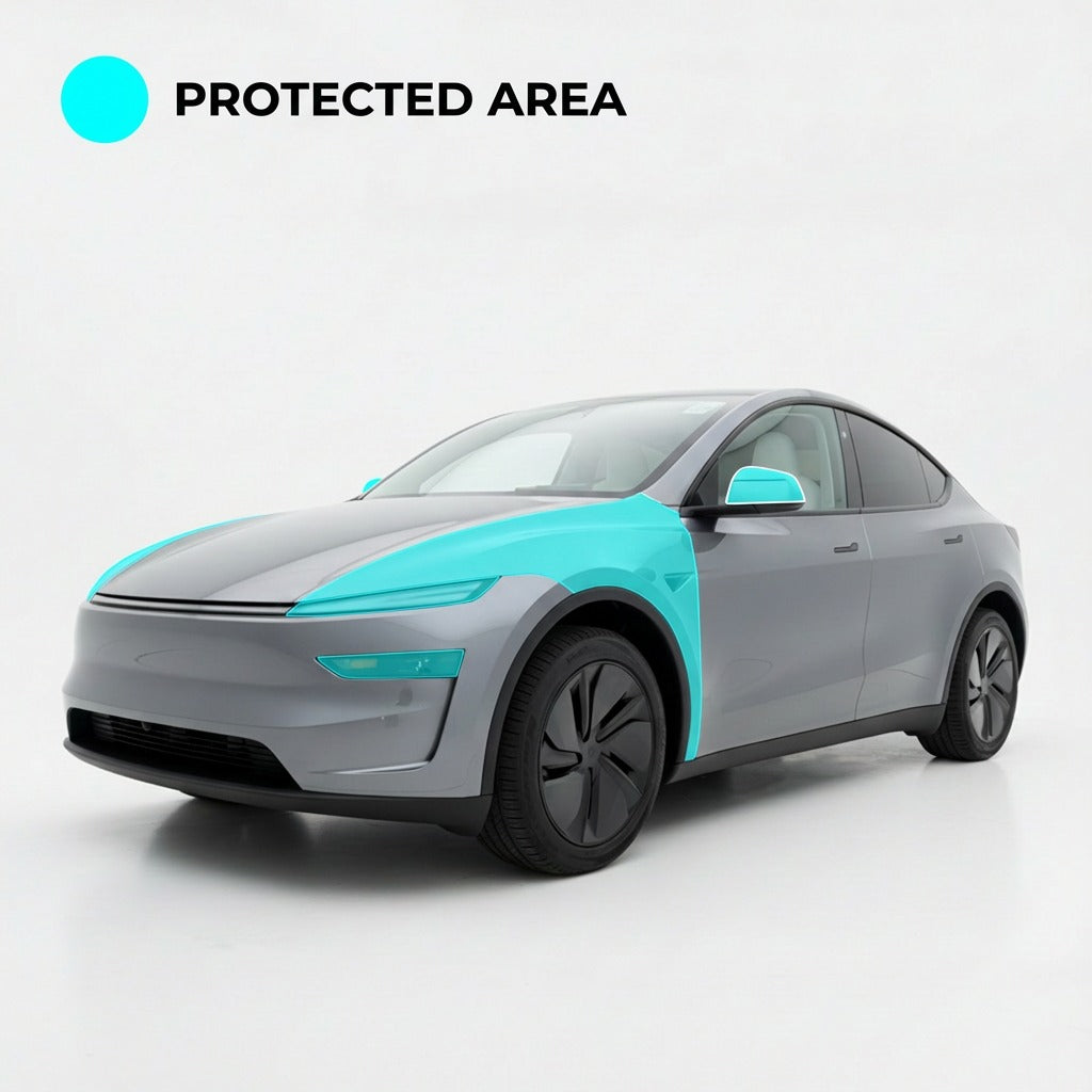 Model Y Premium Fender, Headlights, Side Mirrors PPF Coverage