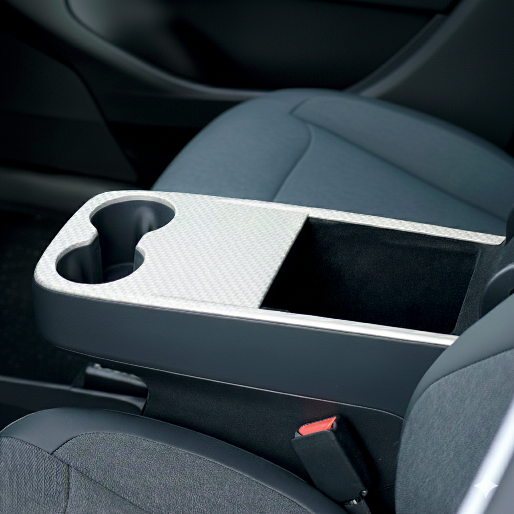 Model Y Standard Center Console Wrap | White Carbon Fiber