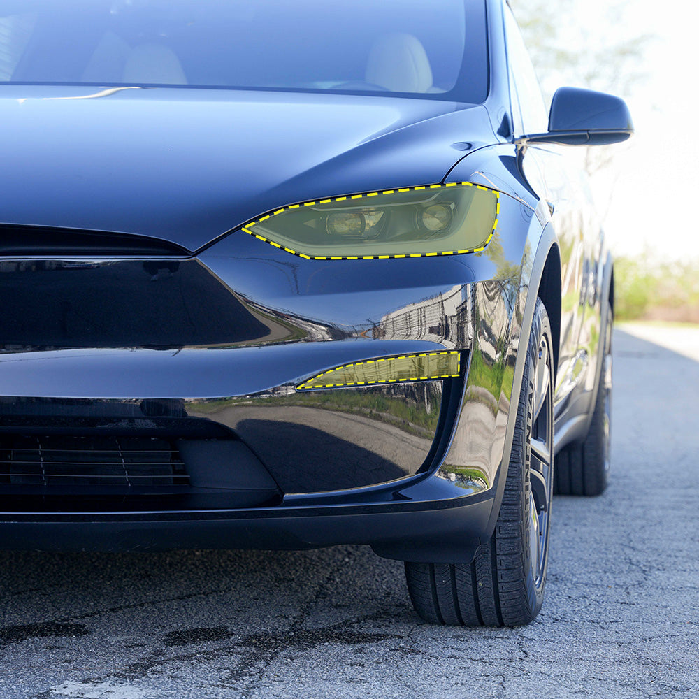 Tinted Headlight and Foglight Protection - PPF for Model X
